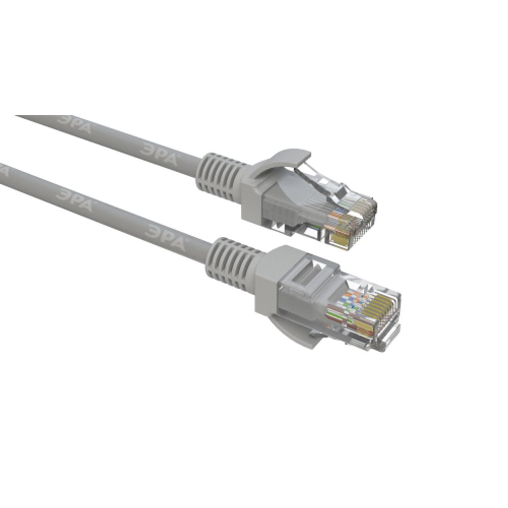 Патч корд ЭРА U/UTP неэкранированный 10 м, категория 5e, серый Cu | Патч корды