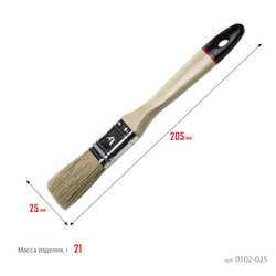 STAYER UNIVERSAL - EURO, 25 мм, 1″, светлая натуральная щетина, деревянная ручка, все виды ЛКМ, плоская кисть (0102-025)