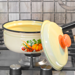 Ковш 1,5л эмалированный с крышкой с рисунком