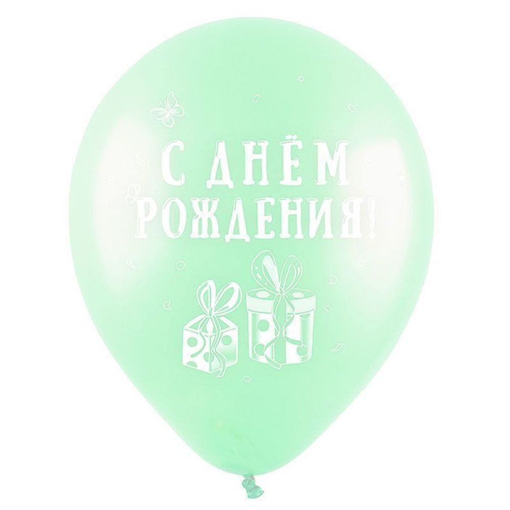 Шар (12"/30 см) С днем рождения, Милый мишка, Ассорти Пастель 5 ст. с хедером 5 шт.