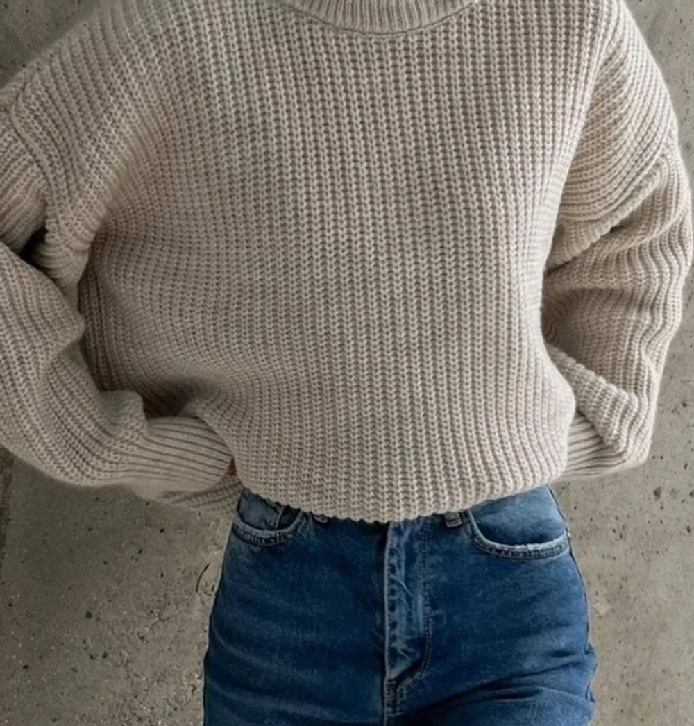 Свитер женский вязка, цвет молочный, размер 42-52