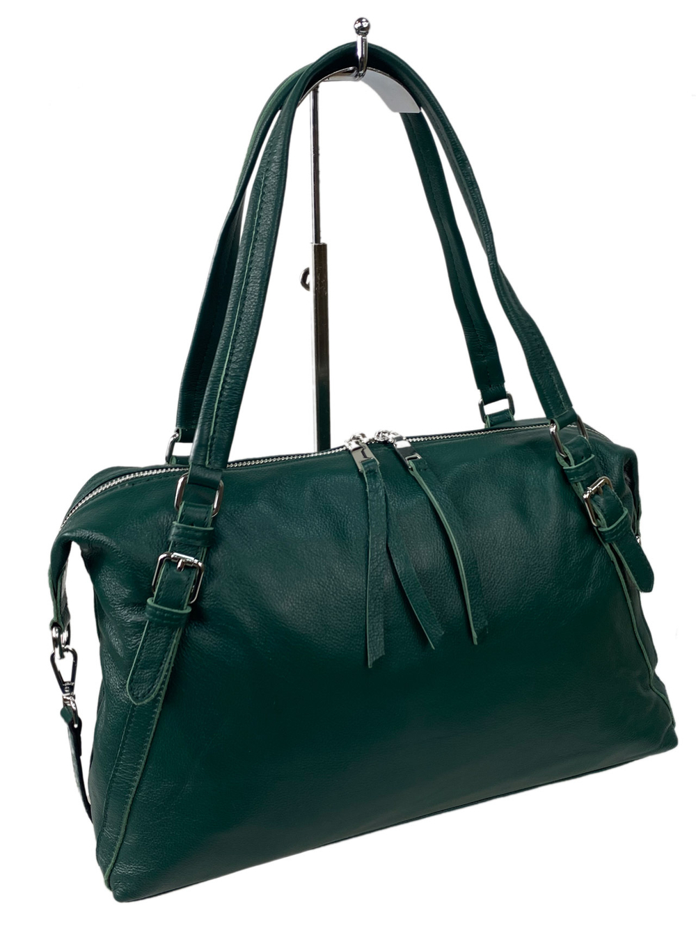 Женская сумка из натуральной кожи, цвет изумрудно-зеленый
