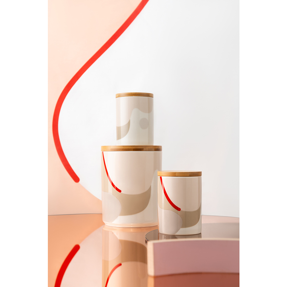 Банка для хранения бежевого цвета с авторским принтом из коллекции freak fruit, 275мл