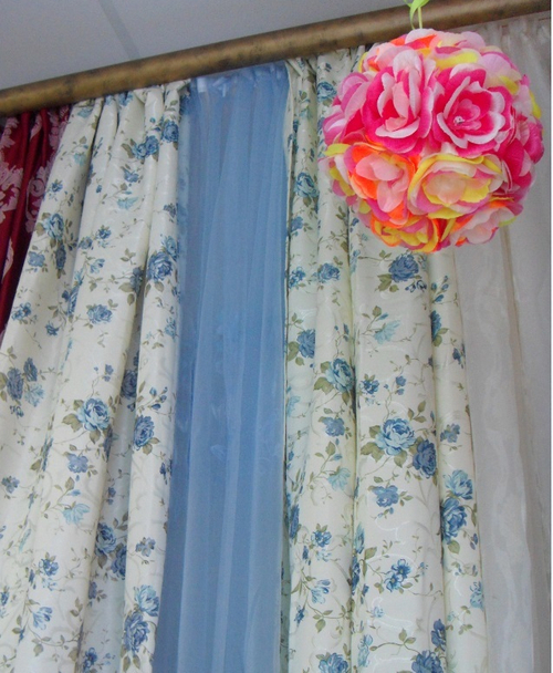 Портьерная штора 140*260  цв ЖАККАРД  СИН ЦВЕТЫ