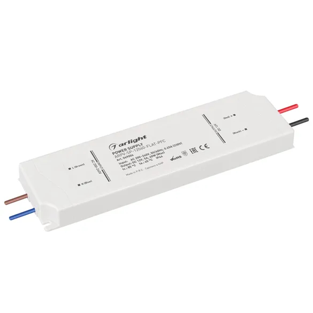 Блок питания ARPV-SP-12060-FLAT-PFC (12V, 5A, 60W) (Arlight, IP44 Пластик, 5 лет) 049006