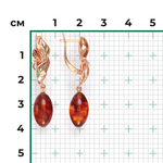 Серьги «Барбарис» с английским замком из красного золота с янтарём и эмалью