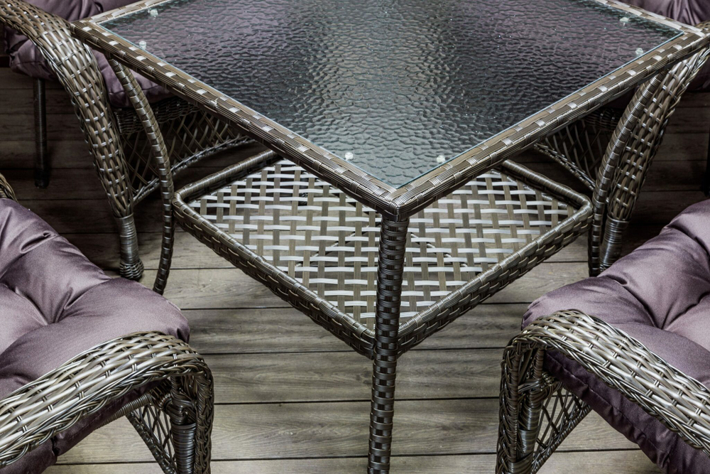 Садовый комплект из искусственного ротанга Мэдисон НЬЮ (Medison NEW) стол квадратный 80х80 + 4 кресла с подушками на сиденье и спинку