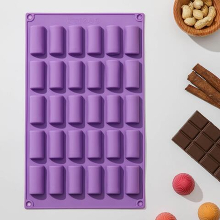 Форма силиконовая для шоколада «Батончик», 27,5×17,5 см, 30 ячеек (4×2×1,5 см), цвет МИКС
