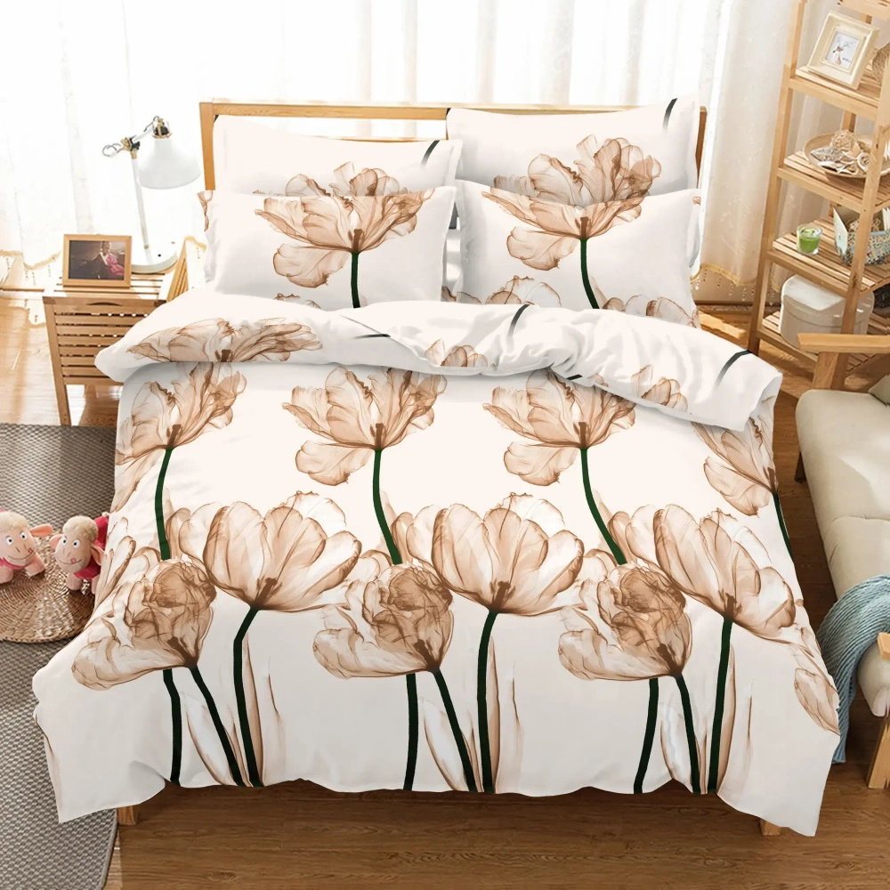 Постельное белье 2,0 креп Павлина Жанет Тюльпаны прозрачные 12233