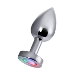 Серебристая анальная втулка 8,8см со светодиодами ToyFa Metal 717060-12