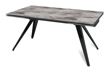 Стол "АСТИ" 160-240, керамика Italian Light Grey глянцевый, опоры черный муар