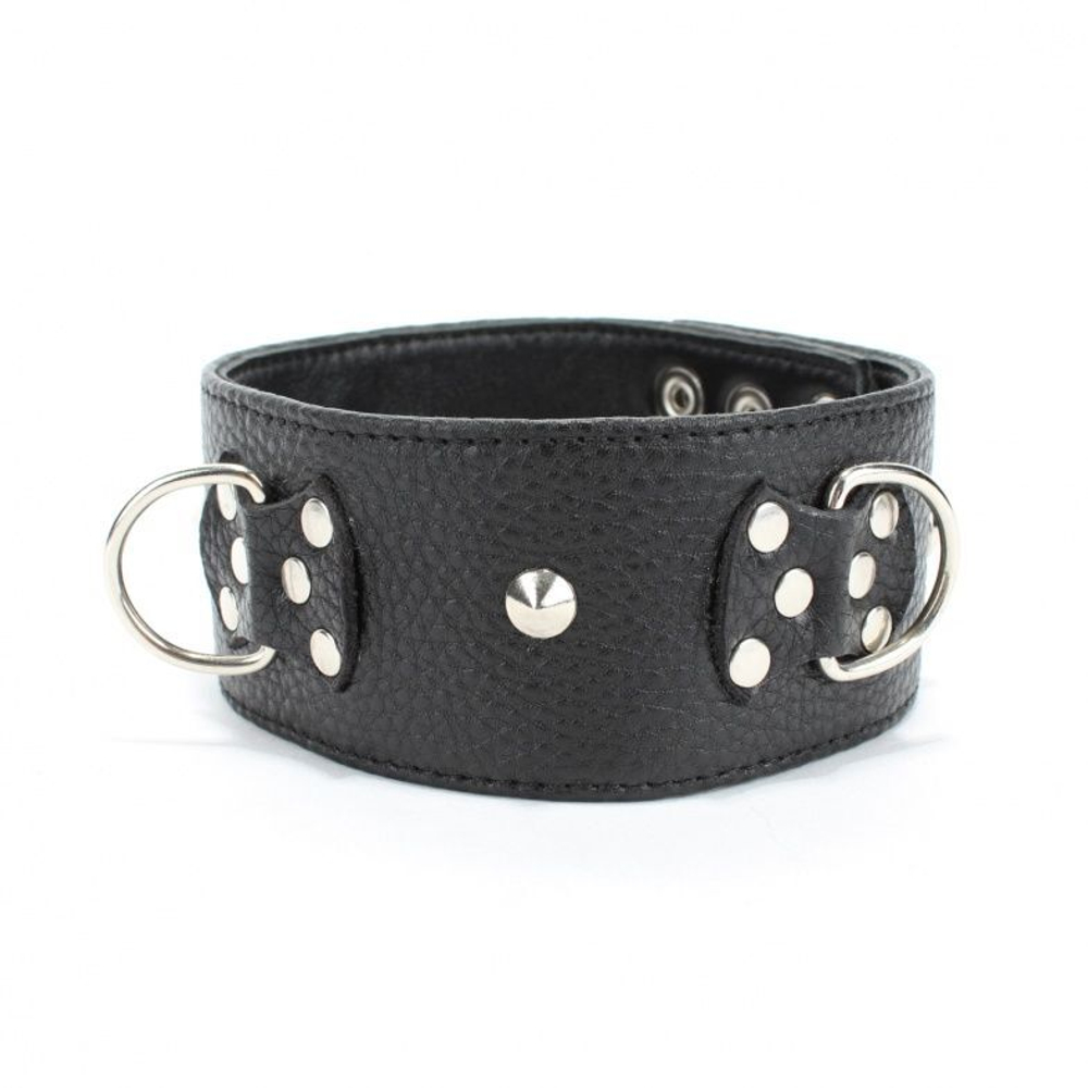 Черный кожаный ошейник с короткими шипами (Цвет: черный)