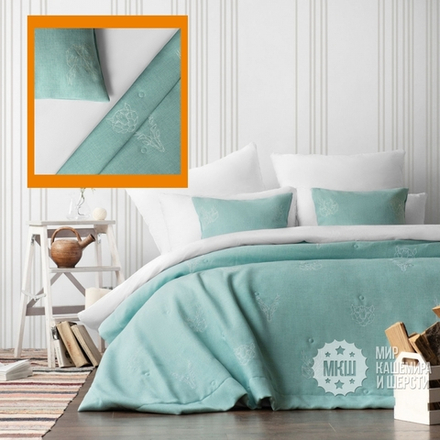 Готовые шторы и покрывало ЛУККА (арт. BL10-292-05) - голубой