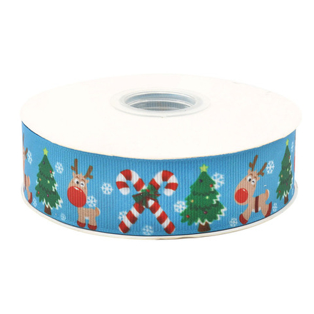 Лента репсовая "Рождественский олень", 25мм