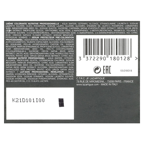 Lazartigue, стойкая краска для волос с растительными экстрактами, 9.00 очень светлый блонд, 1 применение