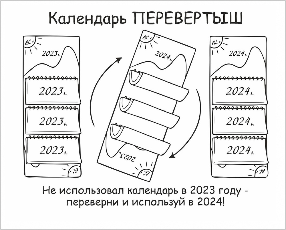 Календарь трехсекционный (трио) ПЕРЕВЕРТЫШ на два года (2023/2024)