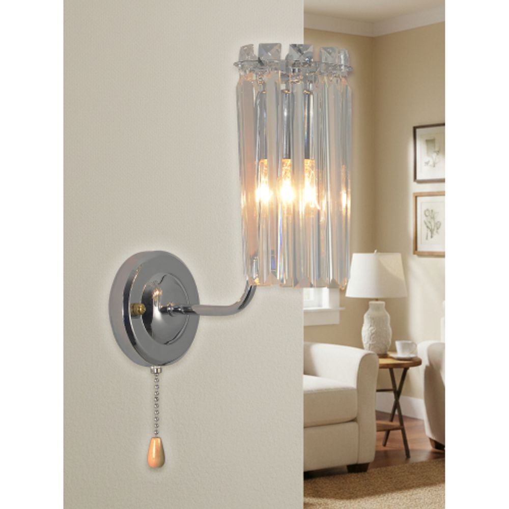Бра светильник Rivoli Ifa 1063-401 настенный 1хЕ14 40 Вт хрусталь с выключателем | Хрусталь