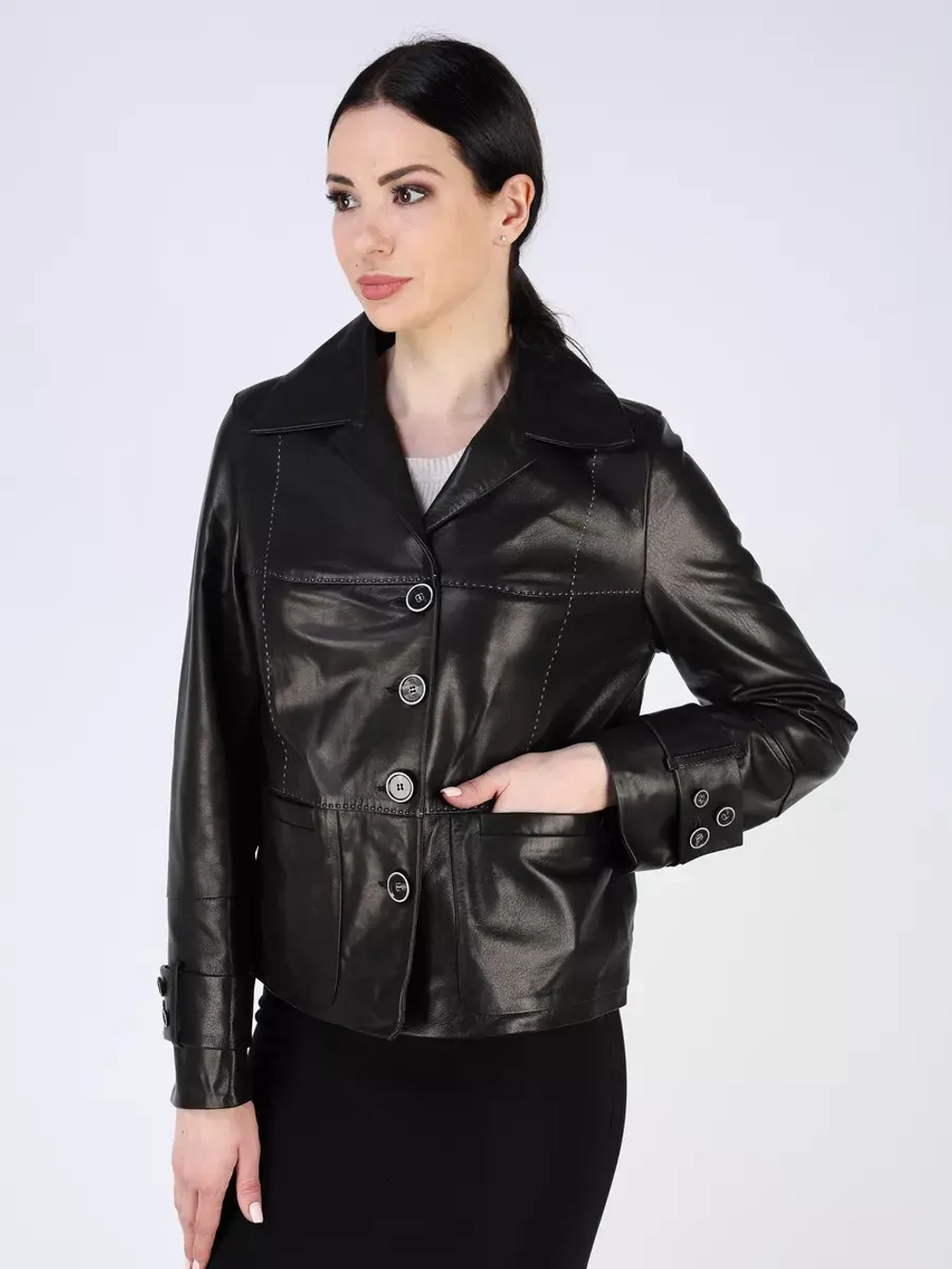 Кожаная куртка демисезонная пиджак