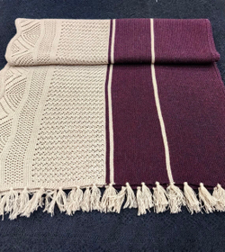 Палантин шерстяной ПШ18050-08/21 бежевый/сливовый