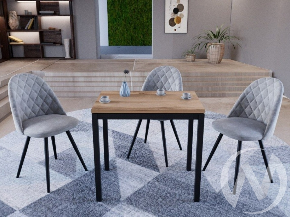 Стол Турин (опоры черный/ЛДСП дуб крафт золотой; кромка дуб крафт золотой)