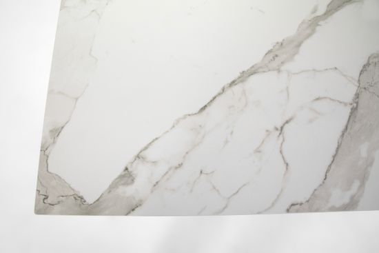 Стол Франк-М (дуб/нога светлый дуб с чёрной патиной/столешница керамика черный мрамор)