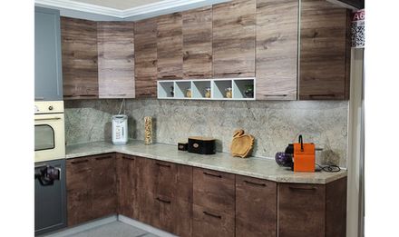 Кухонный гарнитур Лофт Дуб бурый / Ржавчина