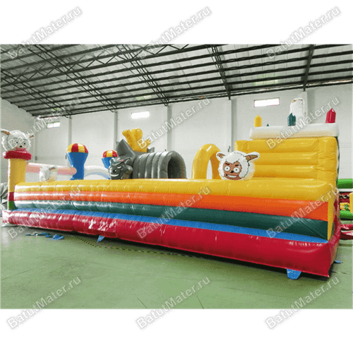 Надувной батут с крышей "Злой страшный серый волк"