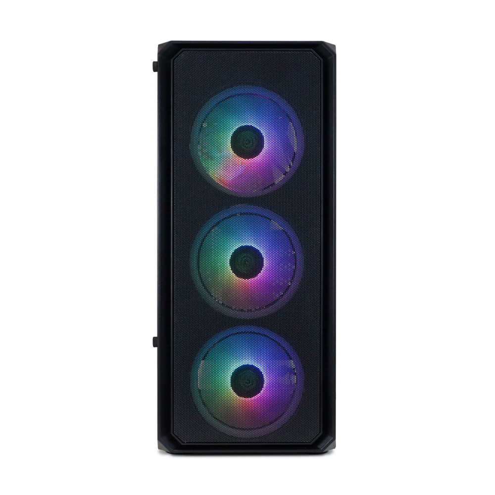 Корпус BaseTech eXtreme GFX-03, Без БП, ATX, чёрный, 4xARGB FAN, 2xUSB2, 1xUSB3, бок: закалённое стекло (BT-GFX-03-MESH-4F-ARGB)