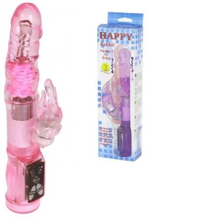 Ротационный вибратор Happy Rabbit (3 скорости вибрации, 3 скорости вращения) (Цвет: розовый)