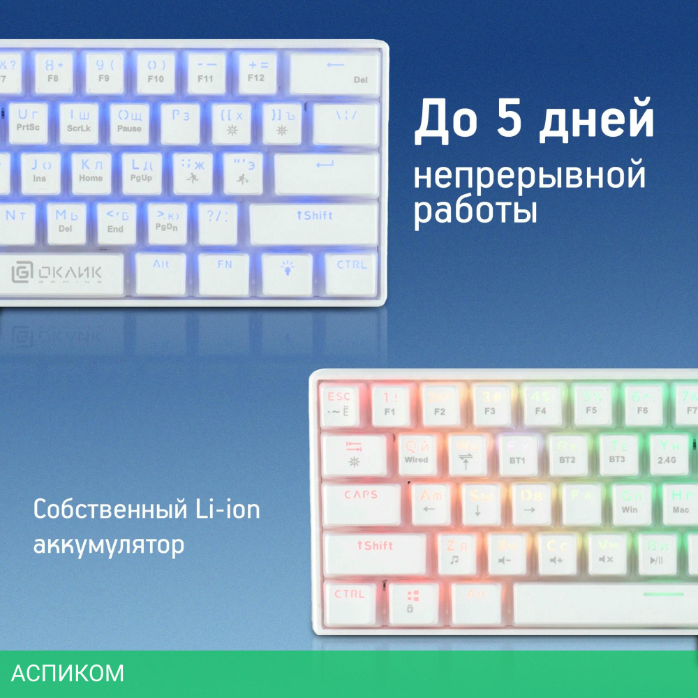 Клавиатура Oklick K763W белый (1920562)