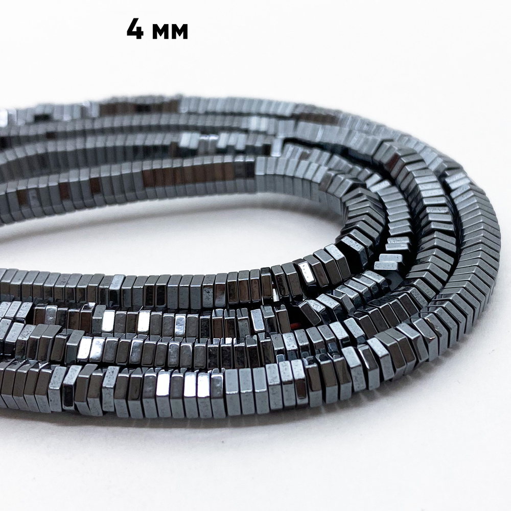 Гематит (имитация), размер около 4*4,2 мм, толщина 1,2 мм, цена за нить 39 см