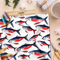 Ткань премиум дюспо океанские рыбы