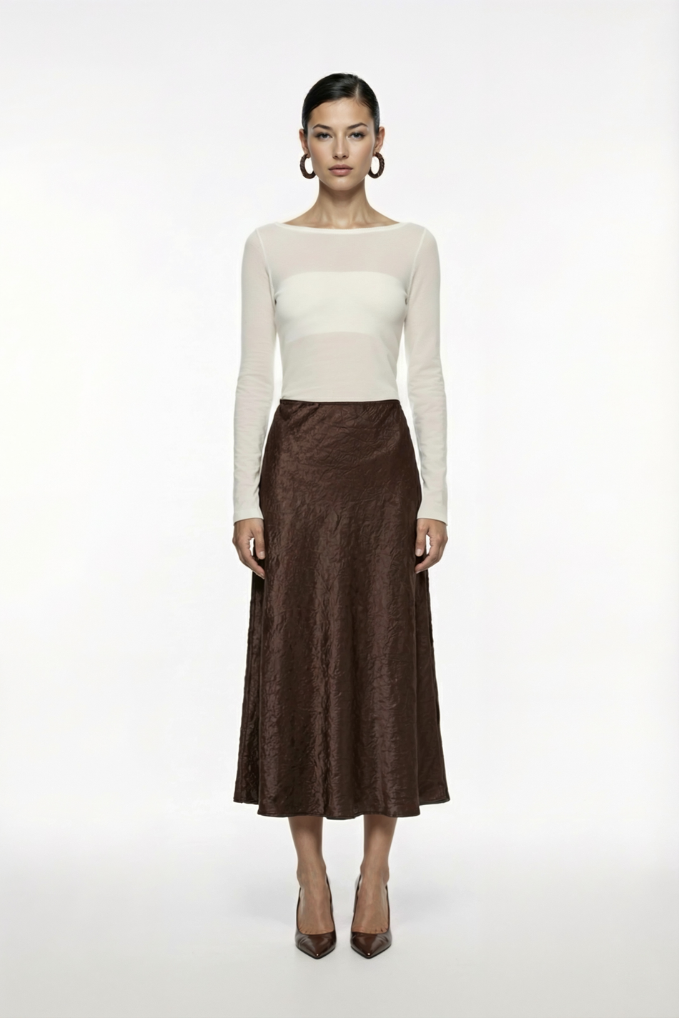 Юбка макси из жатого сатина