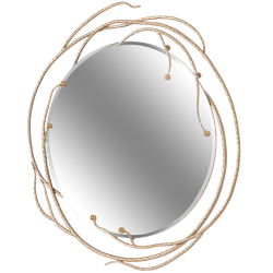 Настенное круглое зеркало Calipso (Калипсо) Айвори Мраморное золото
