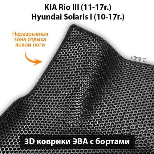Передние автомобильные коврики ЭВА с бортами для KIA Rio III (11-17г.), Hyundai Solaris I (10-17г.)