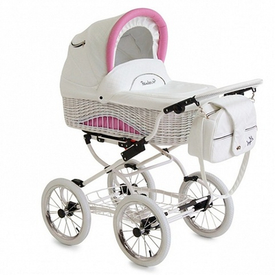 Коляска-люлька для новорожденного Reindeer Prestige Wiklina (белый/розовый)