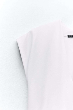 ZARA ФУТБОЛКА ИЗ ПЛОТНОГО ХЛОПКА, БЕЛЫЙ