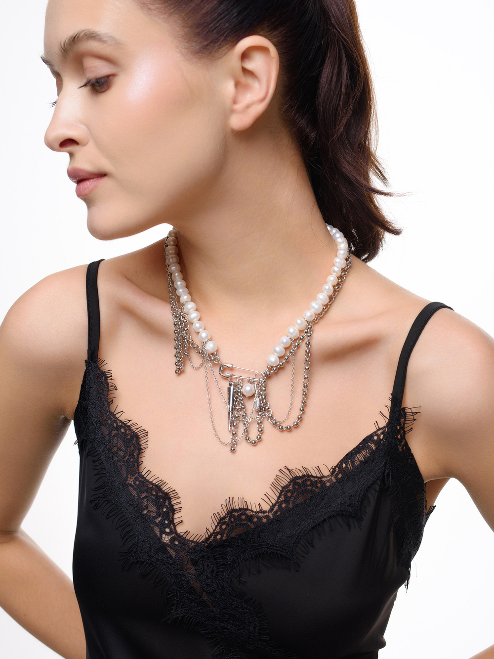 Колье "Pin Pearl" Silver