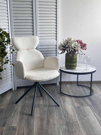 Стул VARDY 360 град.поворот. Белый букле XD841-01 / Серый