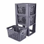 Комод 3-х секционный на колесах "Leaves", серый