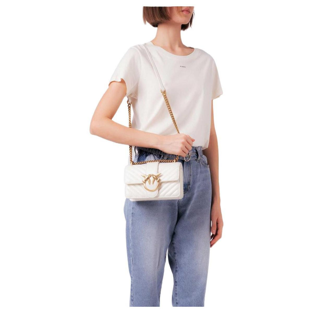 Сумка Pinko Love Icon Quilted Chain Sheepskin Shoulder Bag Mini White, 1P22UL-A03Z-Z14Q