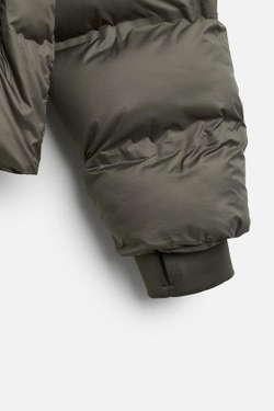 ZARA ПУХОВИК С КАПЮШОНОМ, СВЕТЛЫЙ ХАКИ