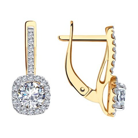 Серьги из золота с фианитами