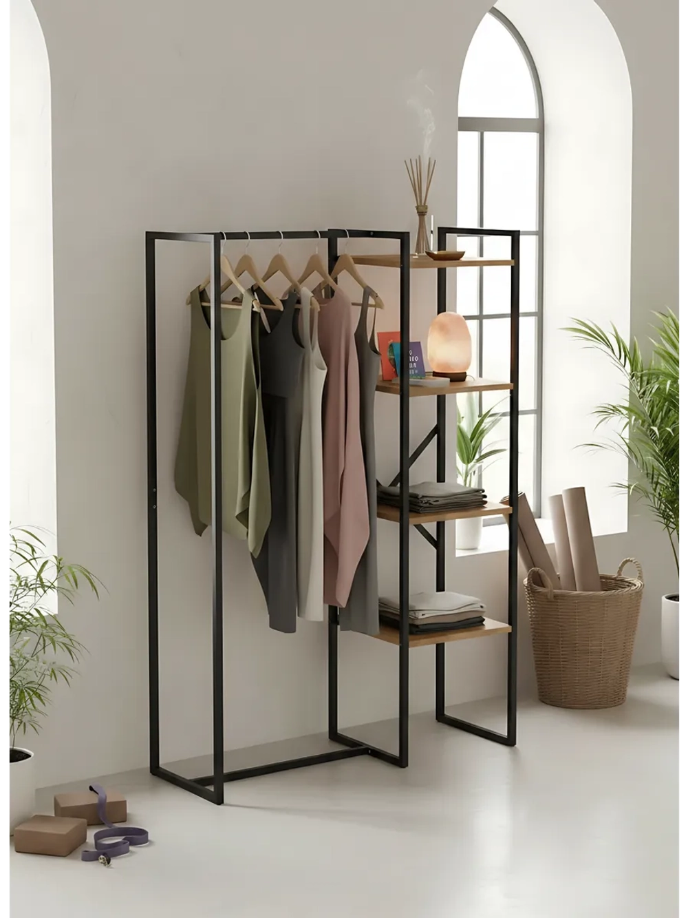 Вешалка напольная для одежды с полками LUCID