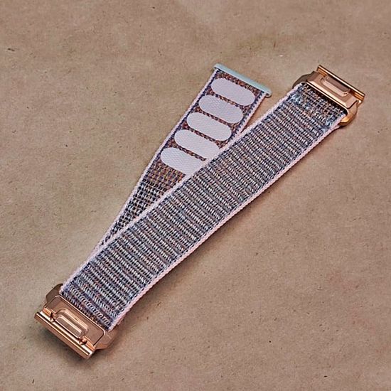 Ремешок QuickFit 20 мм нейлоновый для Garmin Fenix 7S, Fenix 6S, Fenix 5S, Instinct 2S, Epix Pro Gen 2 (42 mm) быстросъемный велкро (Розово-серый, золото)