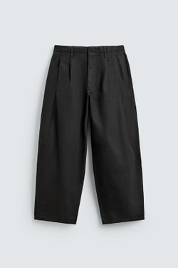 ZARA БРЮКИ WIDE FIT СО СКЛАДКАМИ, КОРИЧНЕВЫЙ