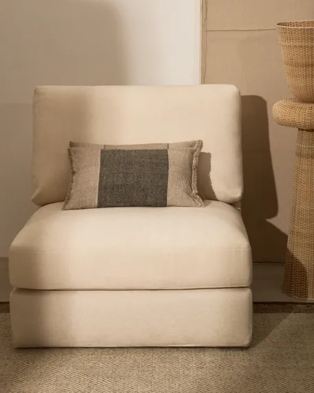 Чехол для подушки Lorin из льна зелёного цвета с бахромой 30 x 50 см