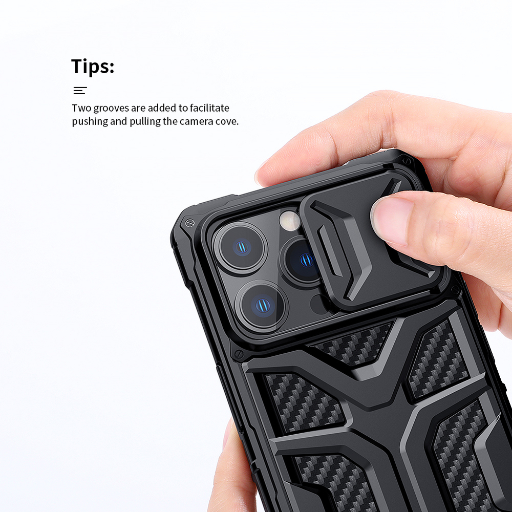 Противоударный чехол от Nillkin с защитной шторкой для камеры на iPhone 13 Pro, серии Adventurer Pro Case