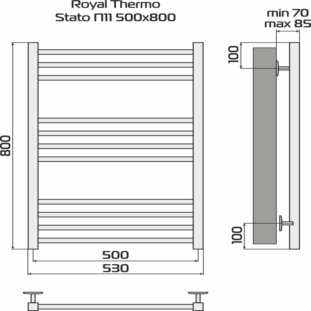 Полотенцесушитель Royal Thermo Statо П11 500х800 стальной