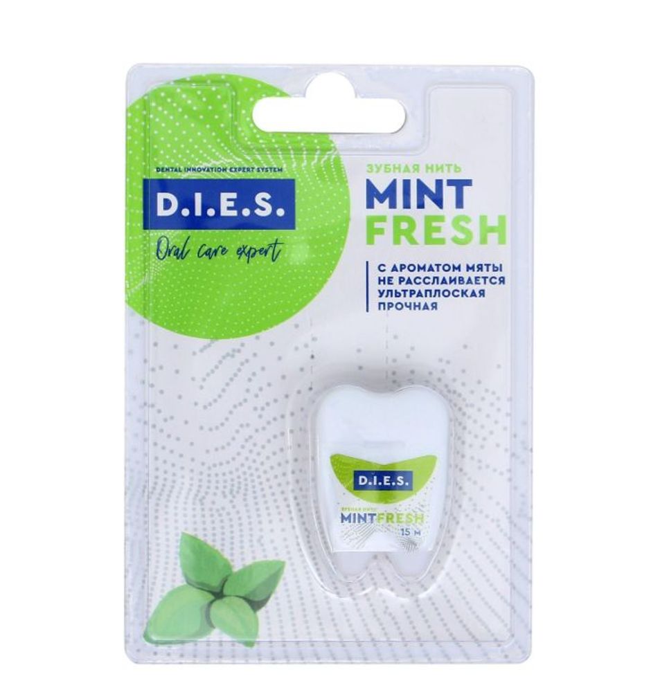 Зубная нить "D.I.E.S", 15 м, Мята, 1 шт.